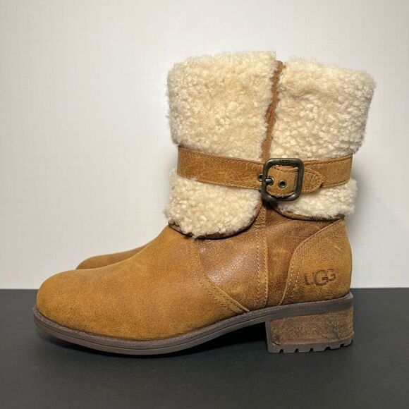 Womens UGG Blayre II Brown Leather Boots / Size 6.5 - Picture 3 of 8